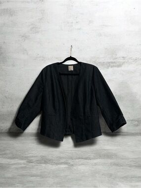 Halogen Denim Collarless Open-Front Blazer